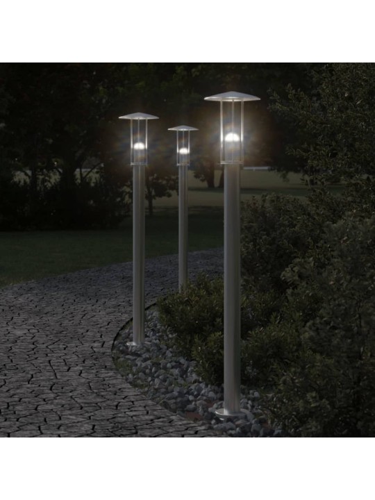 Venkovní stojací lampy 3 ks stříbrné 100 cm nerezová ocel