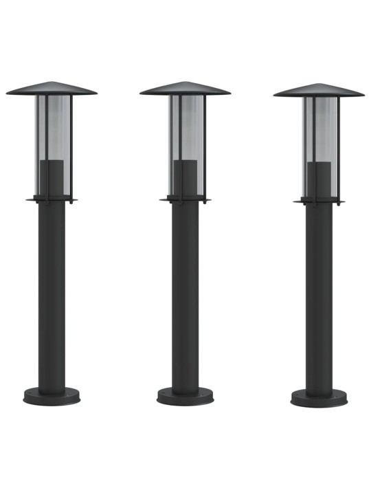 Venkovní stojací lampy 3 ks černé 60 cm nerezová ocel