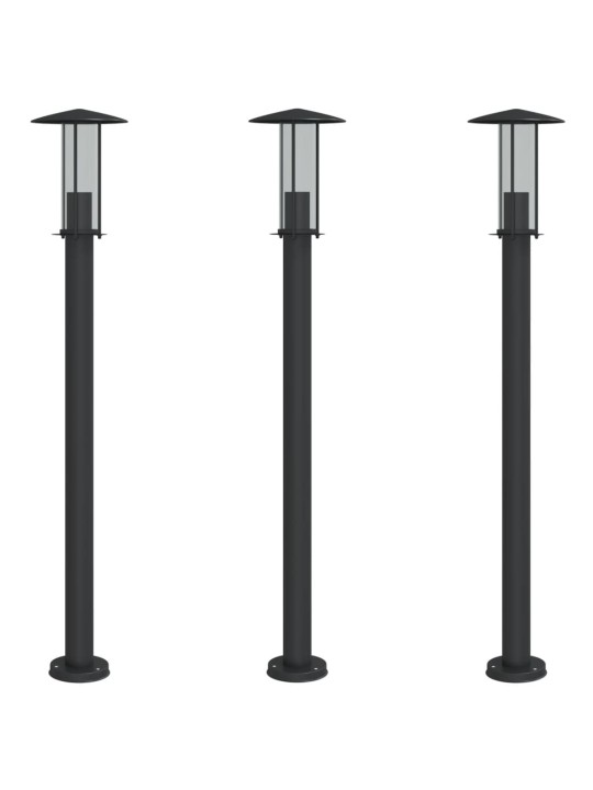 Venkovní stojací lampy 3 ks černé 100 cm nerezová ocel