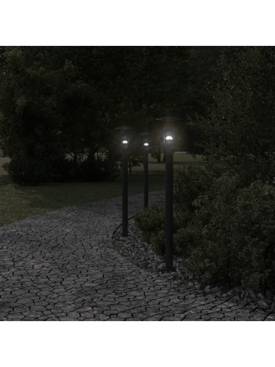 Venkovní stojací lampy 3 ks černé 100 cm nerezová ocel