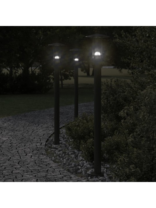 Venkovní stojací lampy 3 ks černé 100 cm nerezová ocel