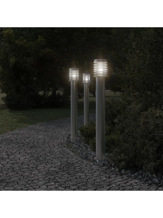 Venkovní stojací lampy 3 ks stříbrné 110 cm nerezová ocel