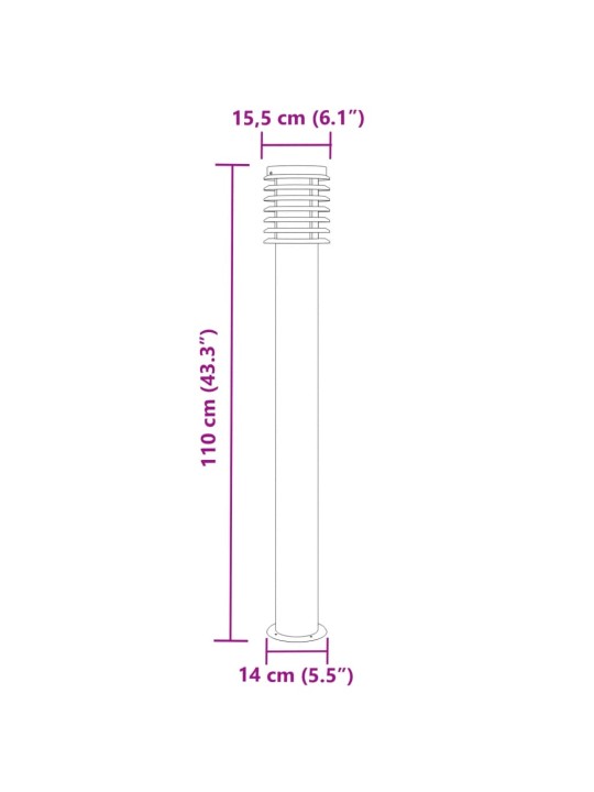 Venkovní stojací lampy 3 ks stříbrné 110 cm nerezová ocel