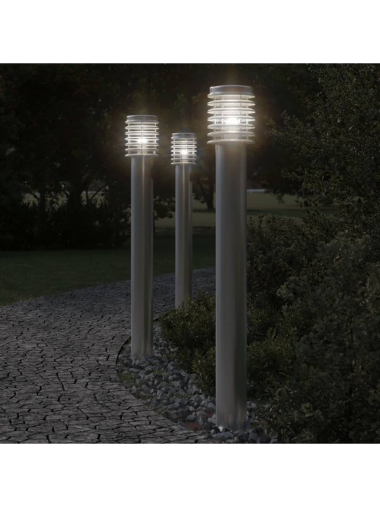 Venkovní stojací lampy 3 ks stříbrné 110 cm nerezová ocel
