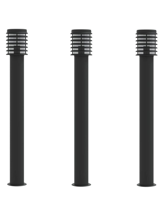 Venkovní stojací lampy 3 ks černé 110 cm nerezová ocel