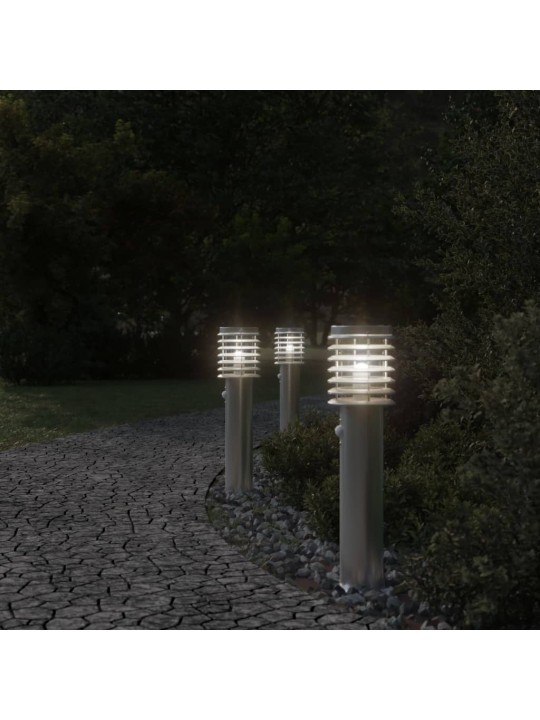 Venkovní stojací lampy s čidly 3 ks stříbrné 60cm nerezová ocel