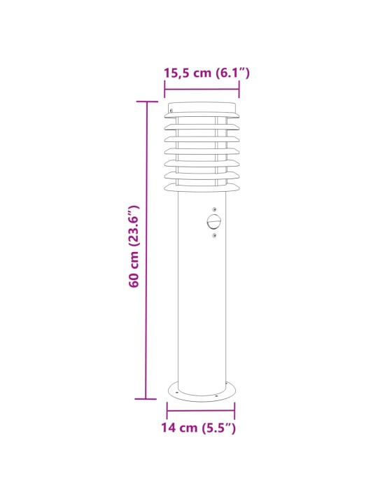 Venkovní stojací lampy s čidly 3 ks stříbrné 60cm nerezová ocel