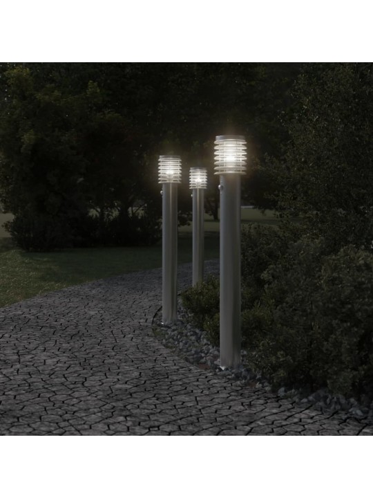 Venkovní stojací lampa s čidlem stříbrná 110 cm nerezová ocel