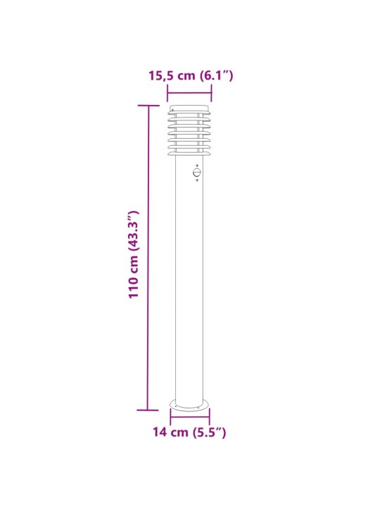 Venkovní stojací lampy s čidly 3 ks stříbrné 110 cm ocel