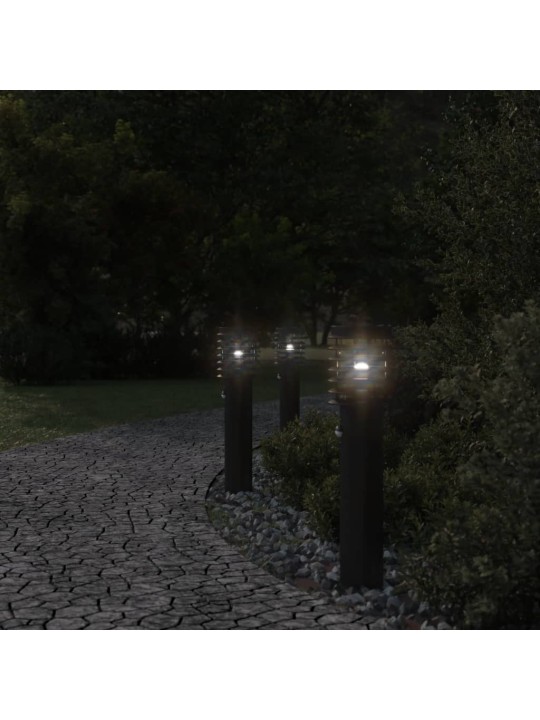 Venkovní stojací lampy s čidly 3 ks černé 60 cm nerezová ocel
