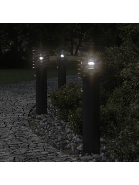 Venkovní stojací lampy s čidly 3 ks černé 60 cm nerezová ocel