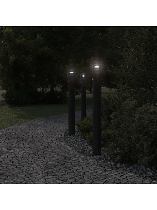 Venkovní stojací lampy s čidly 3 ks černé 110 cm nerezová ocel