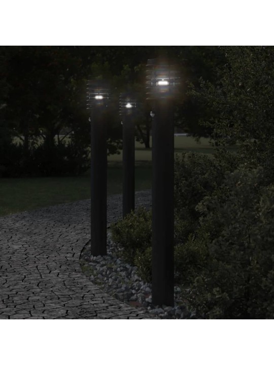Venkovní stojací lampy s čidly 3 ks černé 110 cm nerezová ocel