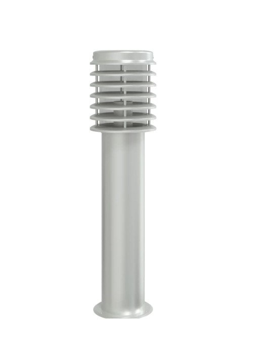 Venkovní stojací lampa se zásuvkou stříbrná 60 cm nerezová ocel