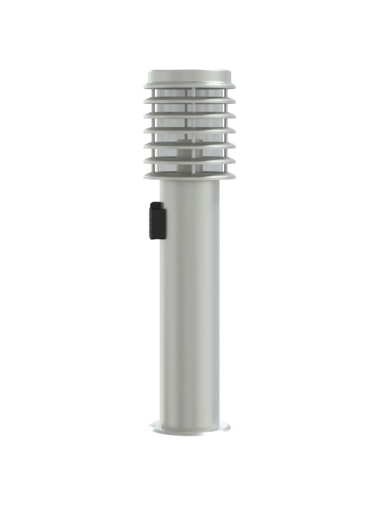 Venkovní stojací lampa se zásuvkou stříbrná 60 cm nerezová ocel