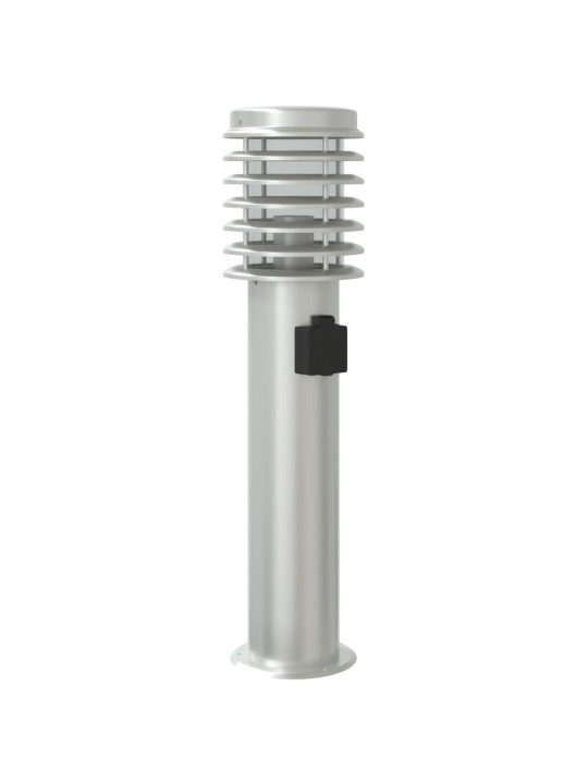 Venkovní stojací lampa se zásuvkou stříbrná 60 cm nerezová ocel