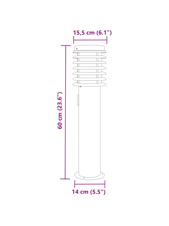 Venkovní stojací lampa se zásuvkou stříbrná 60 cm nerezová ocel