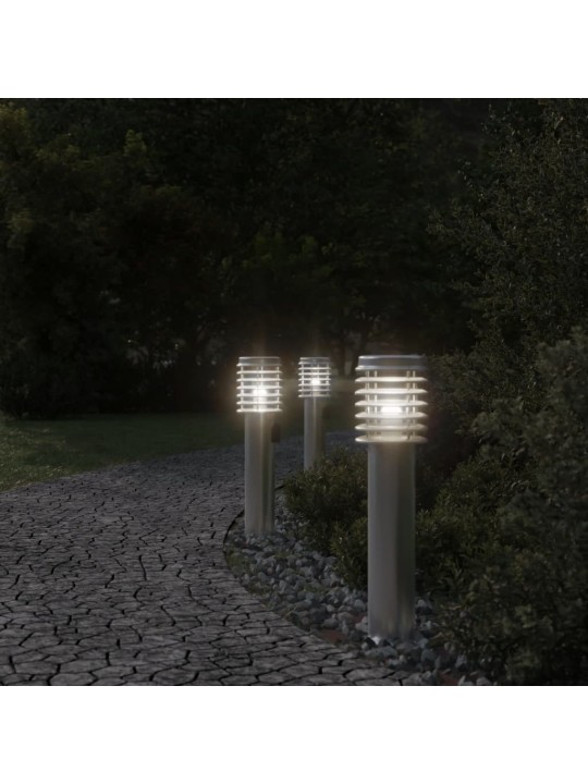 Venkovní stojací lampy se zásuvkou 3 ks stříbrné 60 cm ocel