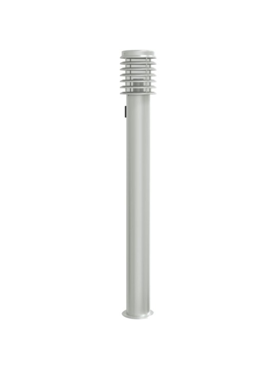 Venkovní stojací lampa se zásuvkou stříbrná 110cm nerezová ocel