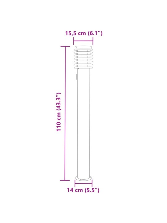 Venkovní stojací lampa se zásuvkou stříbrná 110cm nerezová ocel