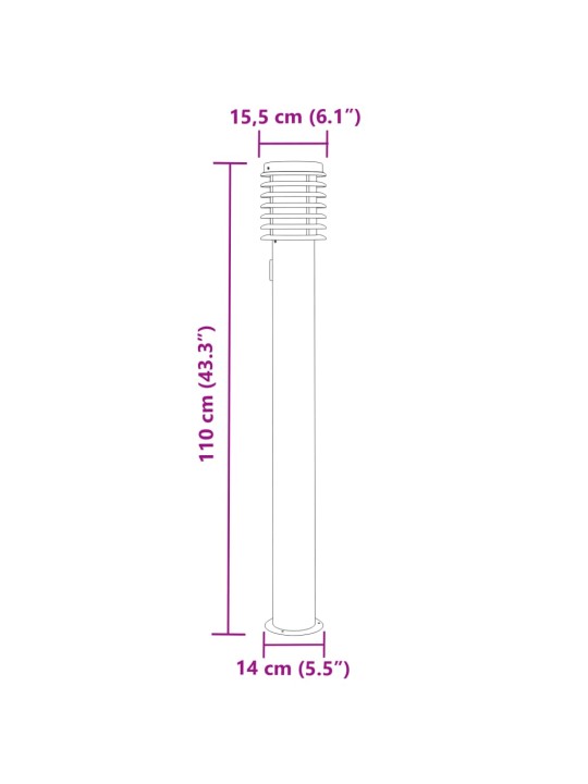 Venkovní stojací lampy se zásuvkou 3 ks stříbrné 110 cm ocel