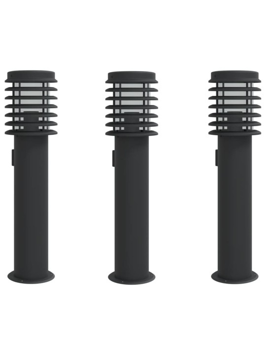 Venkovní stojací lampy se zásuvkou 3 ks černé 60 cm ocel