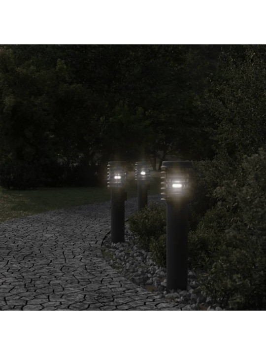 Venkovní stojací lampy se zásuvkou 3 ks černé 60 cm ocel