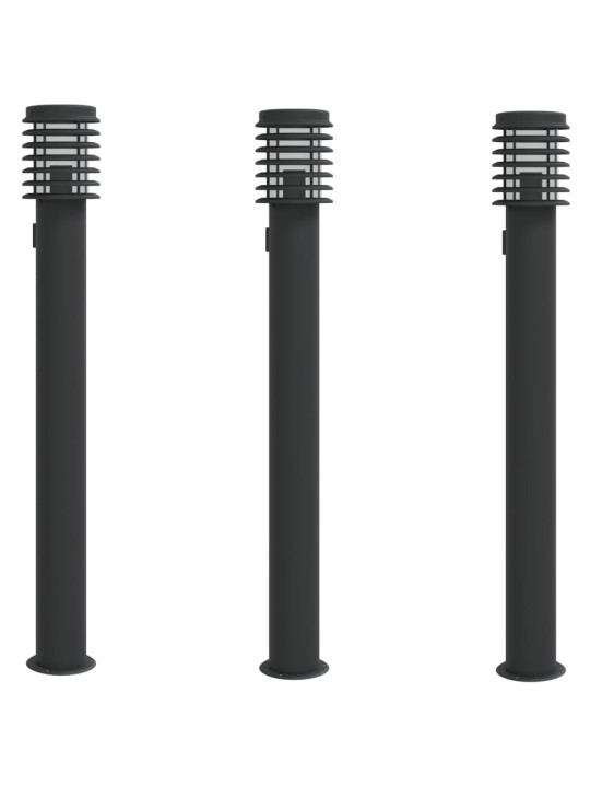 Venkovní stojací lampy se zásuvkou 3 ks černé 110 cm ocel