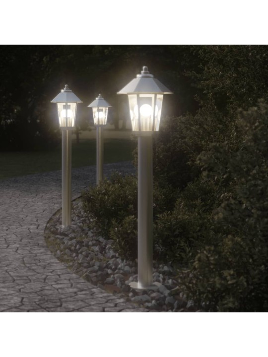 Venkovní stojací lampy 3 ks stříbrné 80 cm nerezová ocel