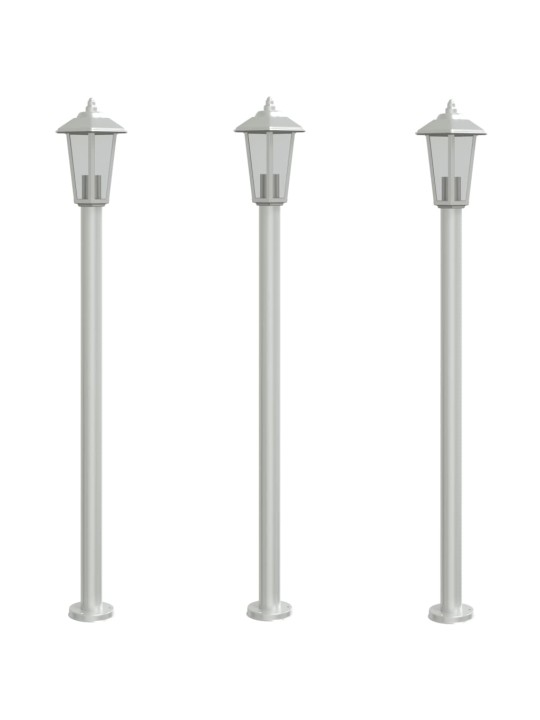 Venkovní stojací lampy 3 ks stříbrné 120 cm nerezová ocel