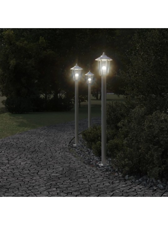Venkovní stojací lampy 3 ks stříbrné 120 cm nerezová ocel