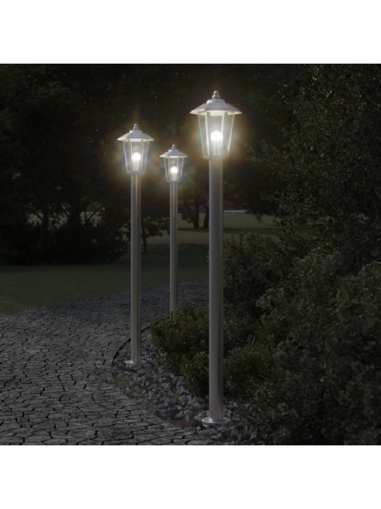 Venkovní stojací lampy 3 ks stříbrné 120 cm nerezová ocel