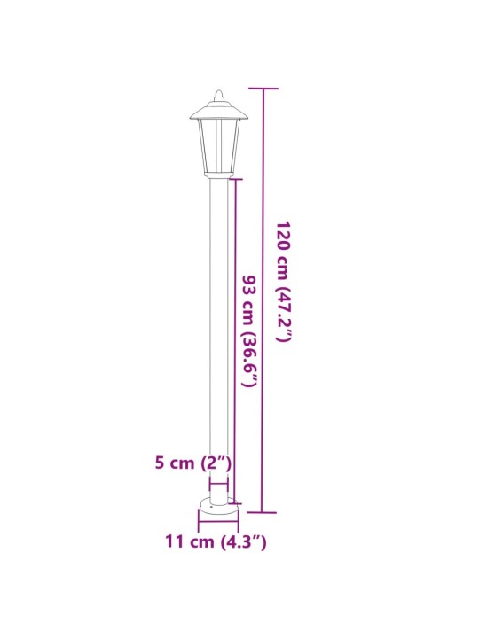 Venkovní stojací lampy 3 ks černé 120 cm nerezová ocel