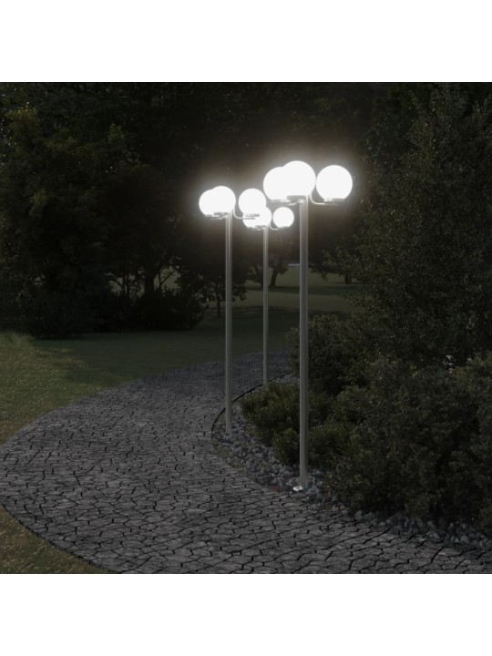 Venkovní stojací lampy 2 ks stříbrné 215 cm nerezová ocel