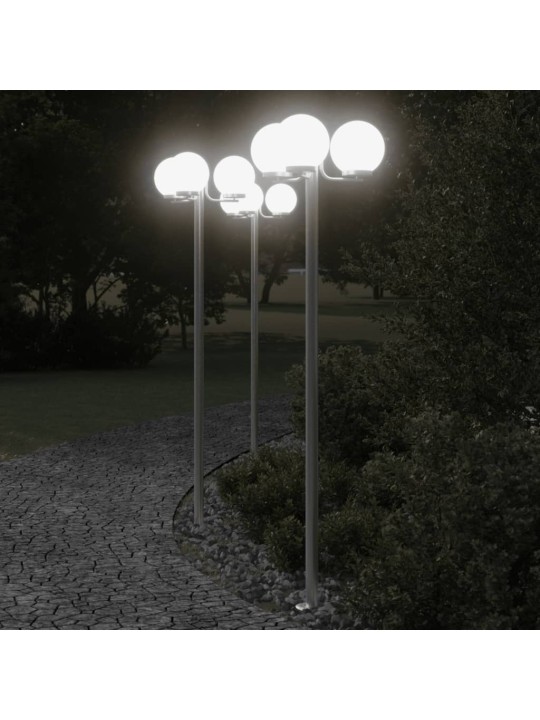 Venkovní stojací lampy 2 ks stříbrné 215 cm nerezová ocel