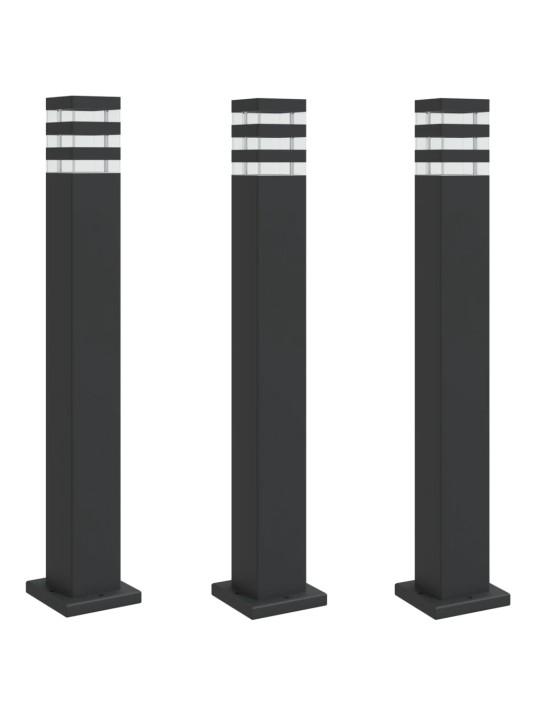 Venkovní stojací lampy 3 ks černé 80 cm hliník