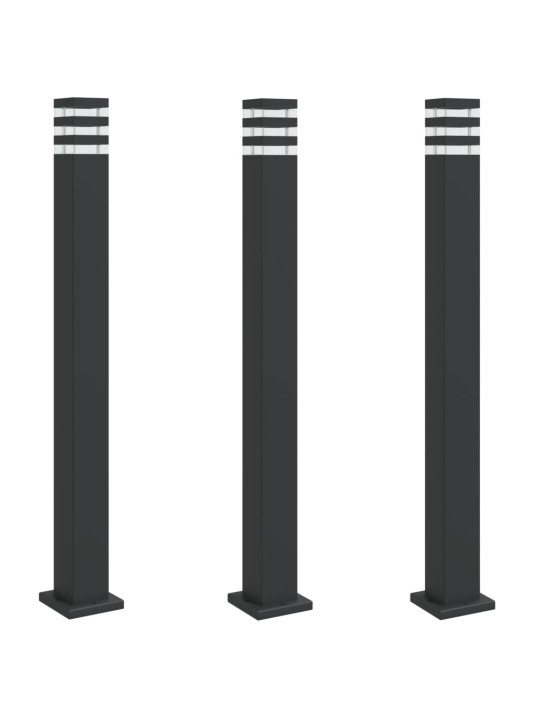 Venkovní stojací lampy 3 ks černé 110 cm hliník