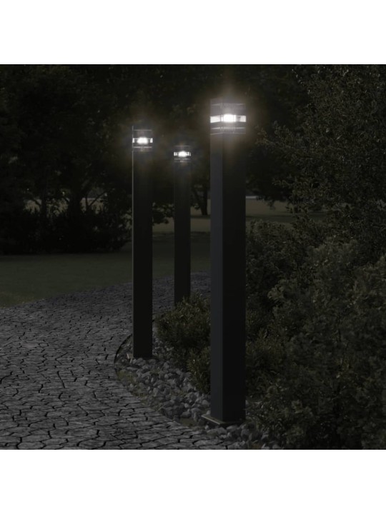Venkovní stojací lampy 3 ks černé 110 cm hliník