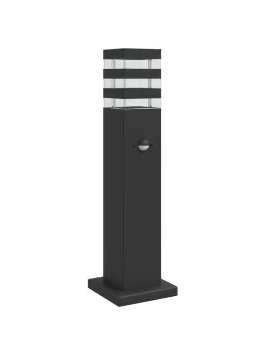 Venkovní stojací lampa s čidlem černá 50 cm hliník