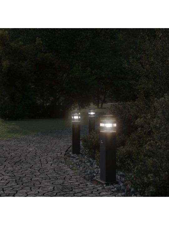 Venkovní stojací lampa s čidlem černá 50 cm hliník