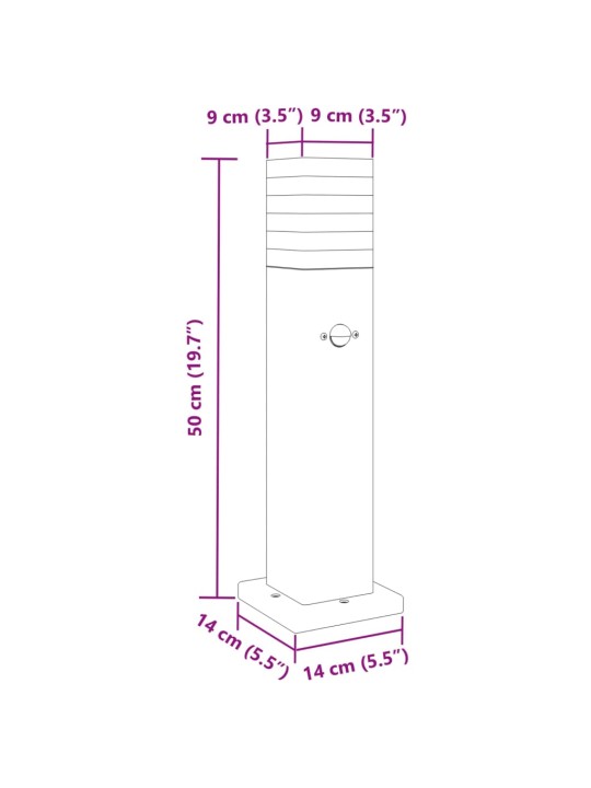 Venkovní stojací lampa s čidlem černá 50 cm hliník