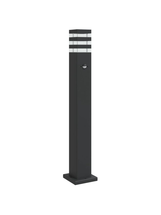 Venkovní stojací lampa s čidlem černá 80 cm hliník