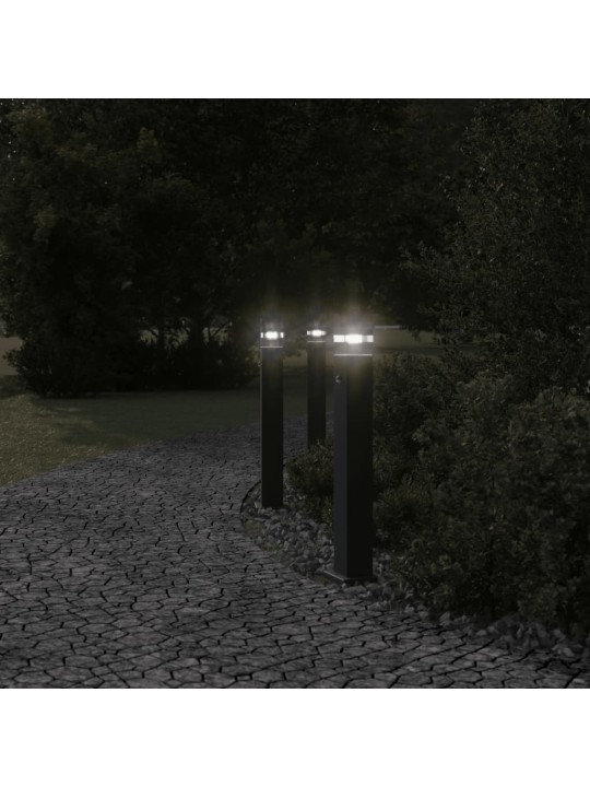 Venkovní stojací lampy s čidlem 3 ks černé 80 cm hliník