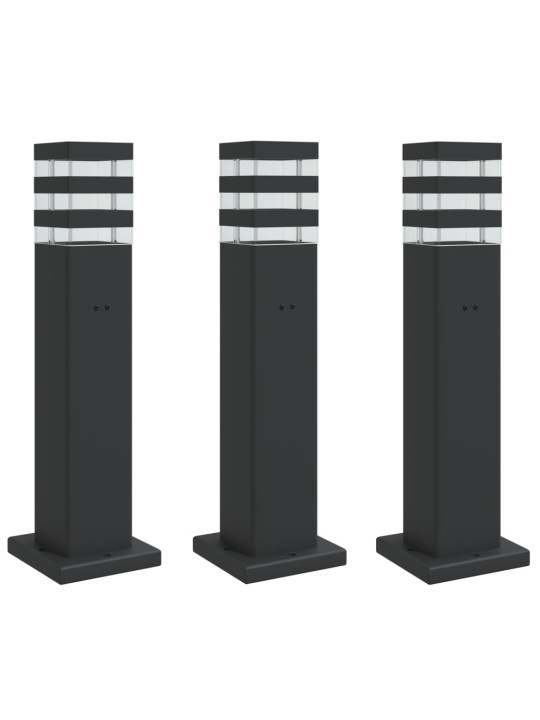 Venkovní stojací lampy se zásuvkou 3 ks černé 50 cm hliník