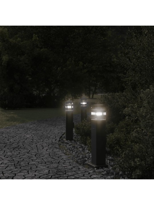 Venkovní stojací lampy se zásuvkou 3 ks černé 50 cm hliník
