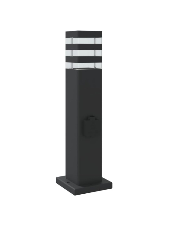 Venkovní stojací lampy se zásuvkou 3 ks černé 50 cm hliník