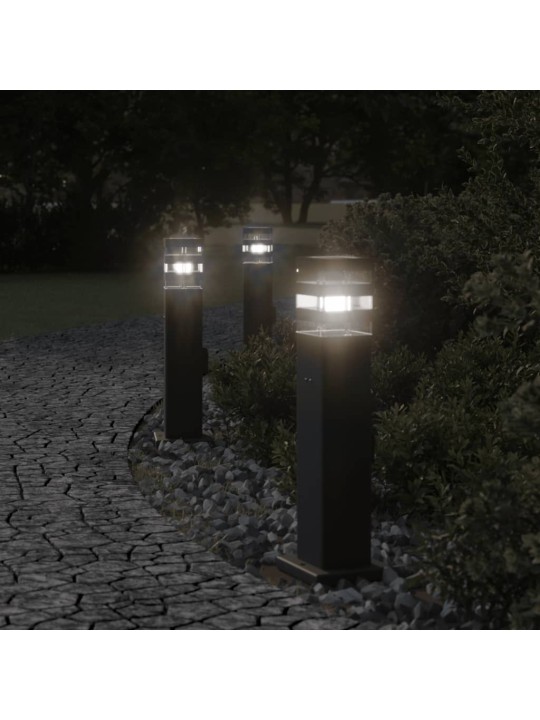 Venkovní stojací lampy se zásuvkou 3 ks černé 50 cm hliník