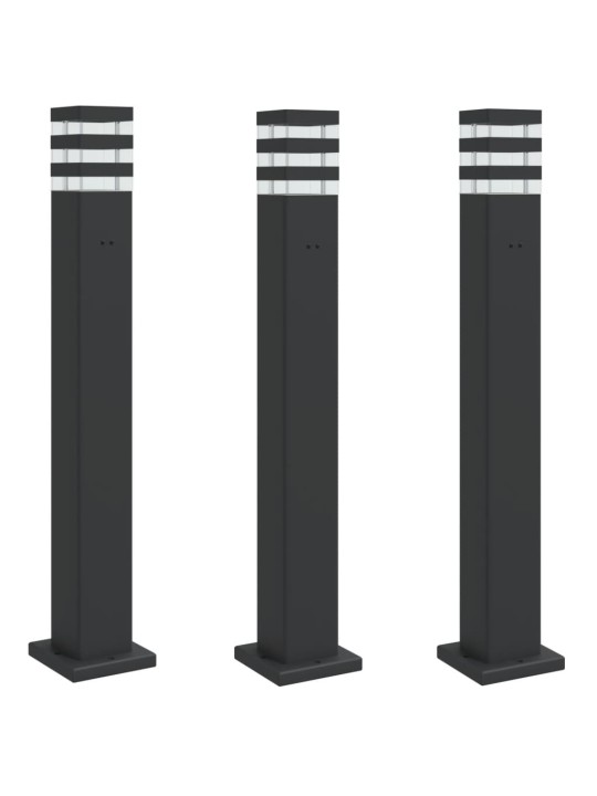 Venkovní stojací lampy se zásuvkou 3 ks černé 80 cm hliník