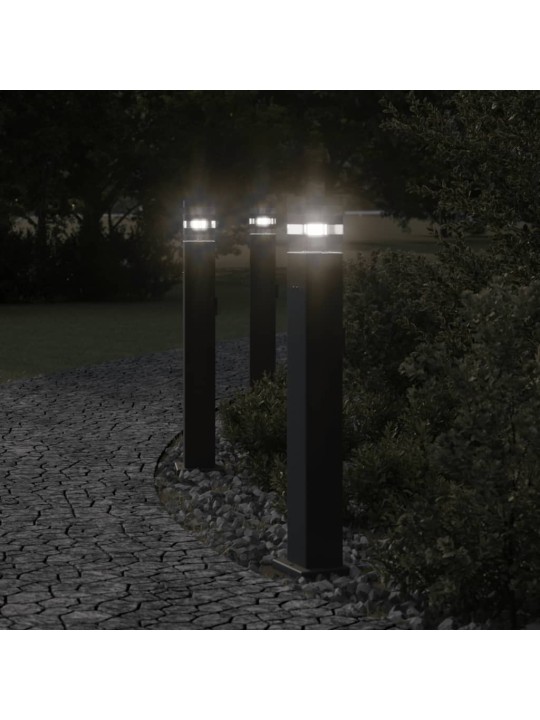 Venkovní stojací lampy se zásuvkou 3 ks černé 80 cm hliník