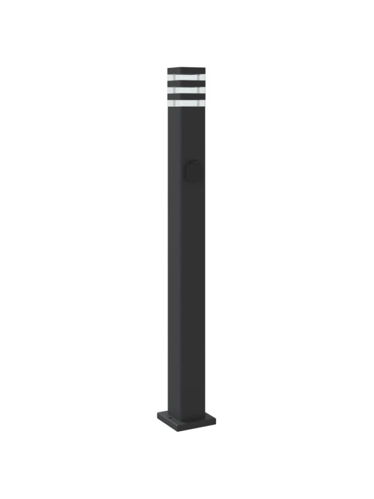 Venkovní stojací lampa se zásuvkou černá 110 cm hliník